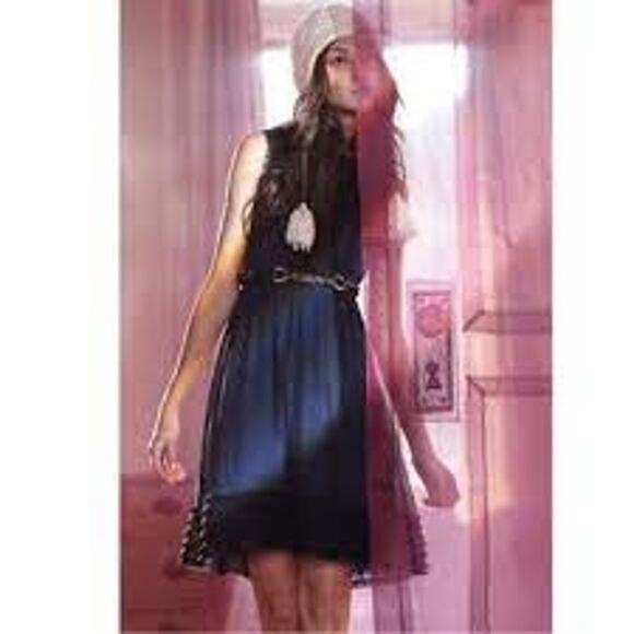 Anthropologie Blue Stilled Night Tulle Ruffle A-Line Dress Size S - Picture 1 of 6